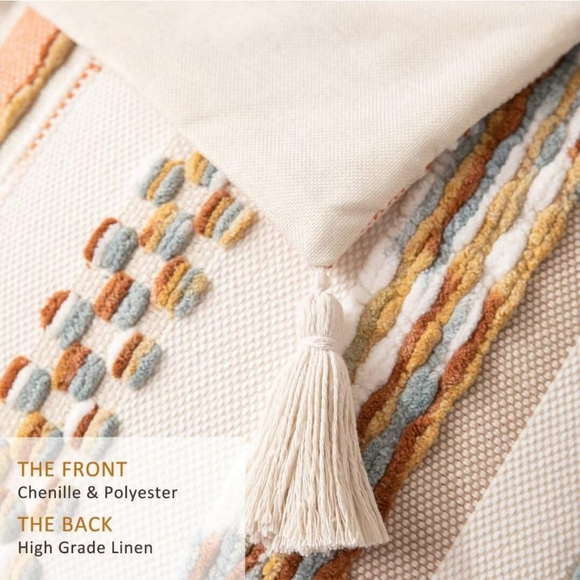 Boho Throw Pillow Covers 18x18 Set of 2‎ Woven Tufted Farmhouse Pillows Cover - Picture 2 of 4